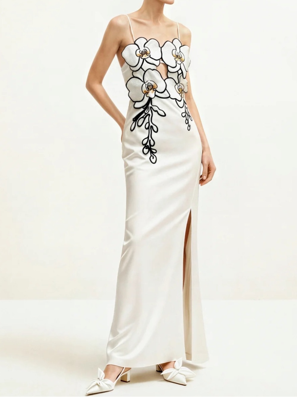 JW PEI Orchid Embroidered Dress - White/Black